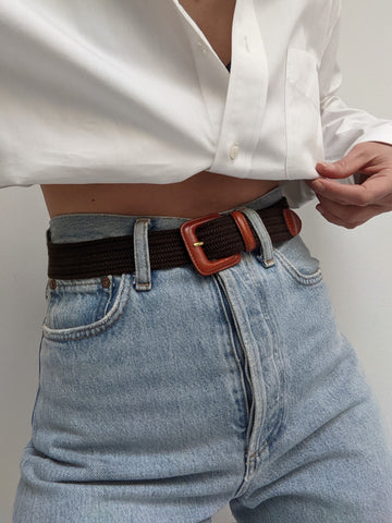 Vintage Woven & Leather Accented Belt