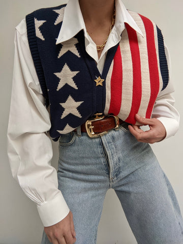 Vintage Stars & Stripes Knit Vest