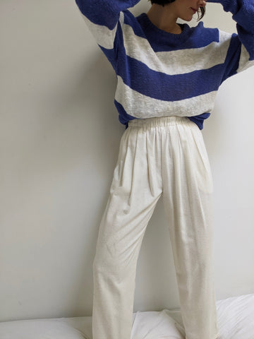 Vintage Wide Striped Combed Cotton Sweater