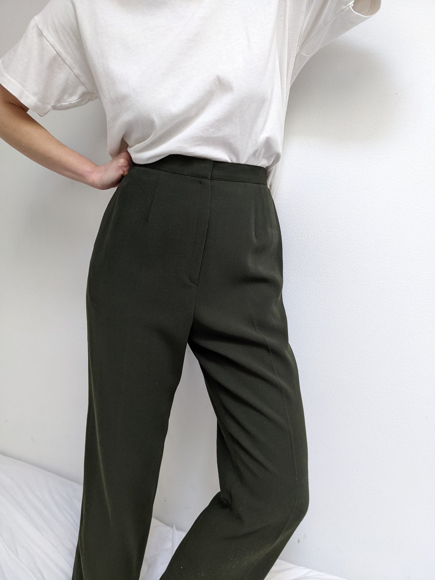 Vintage Olive Wool Trousers