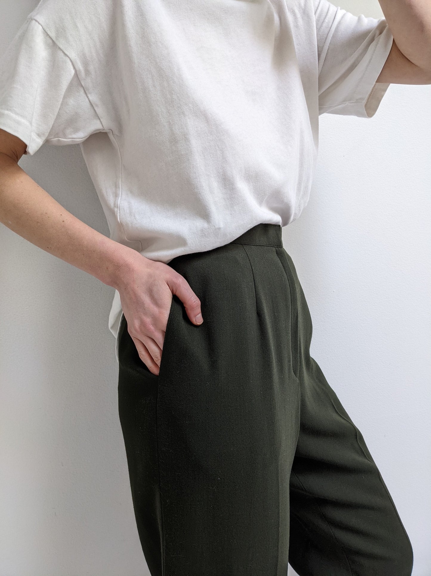 Vintage Olive Wool Trousers