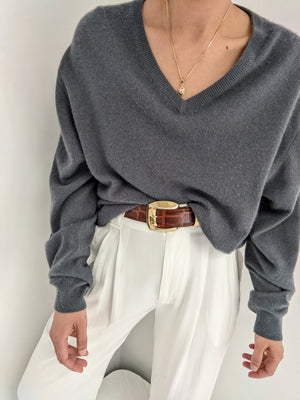 Slate Cashmere V-Neck Sweater