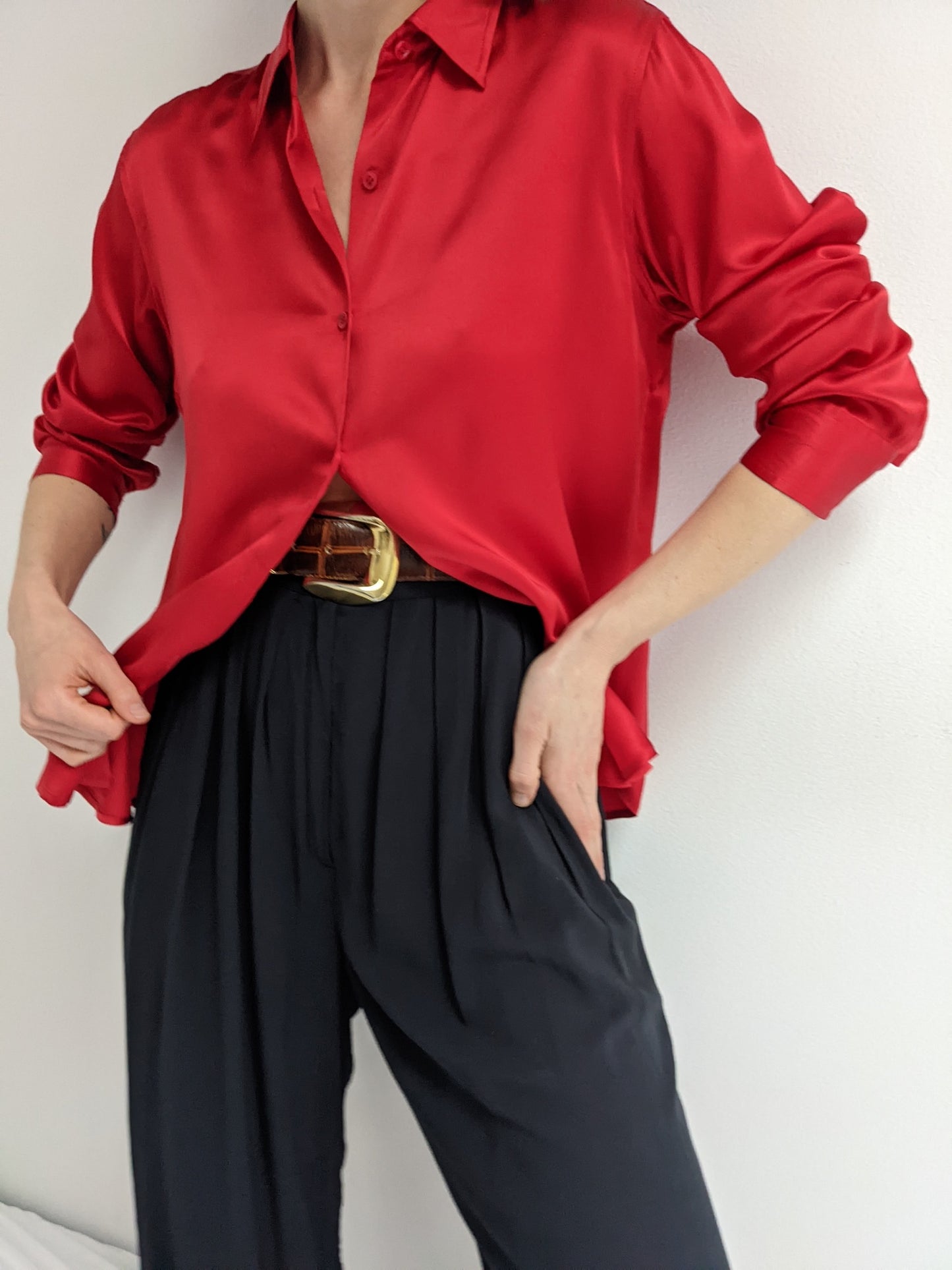 DKNY Ruby Red Silk Blouse