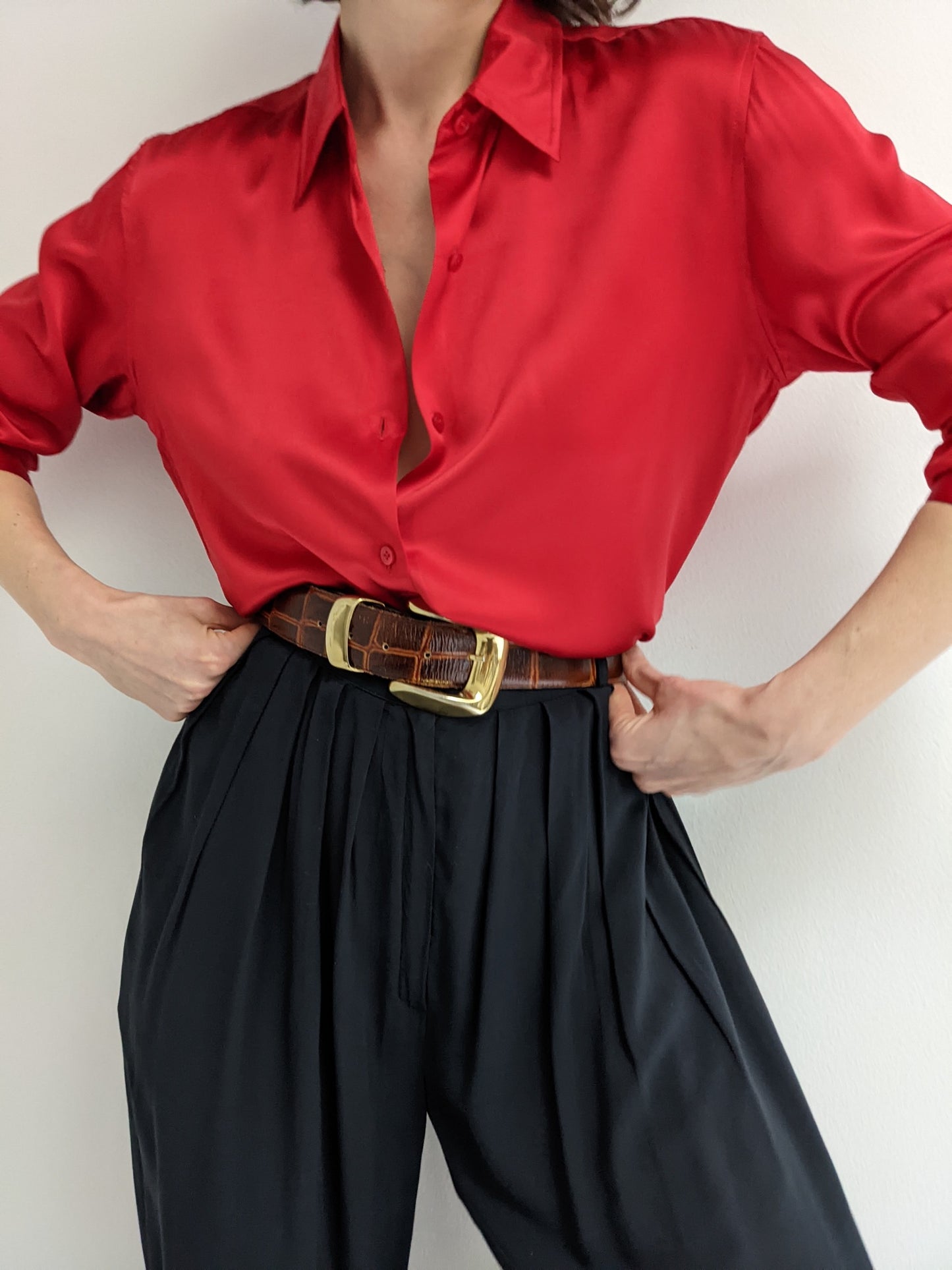 DKNY Ruby Red Silk Blouse