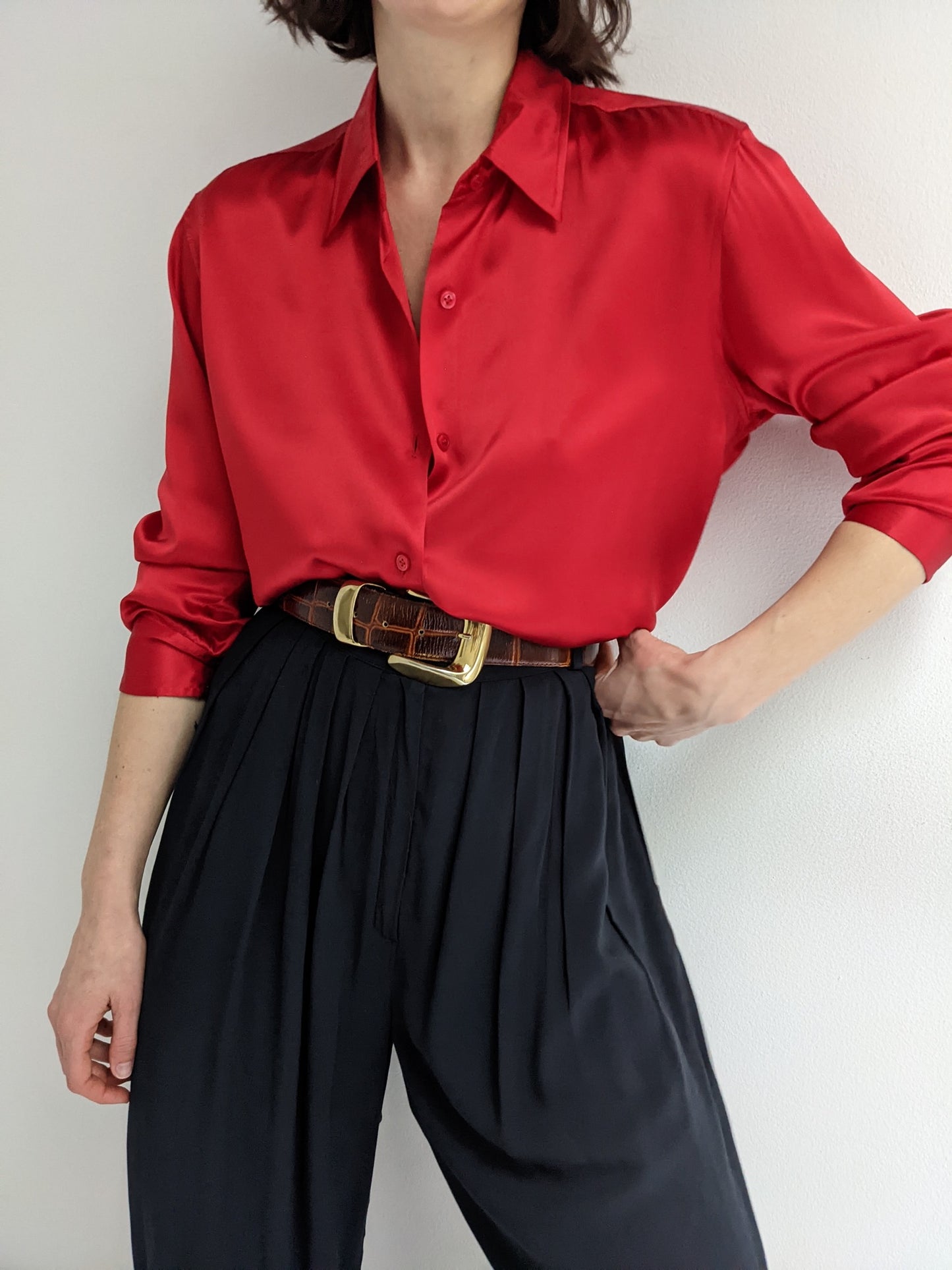 DKNY Ruby Red Silk Blouse