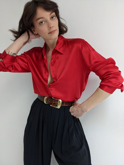 DKNY Ruby Red Silk Blouse