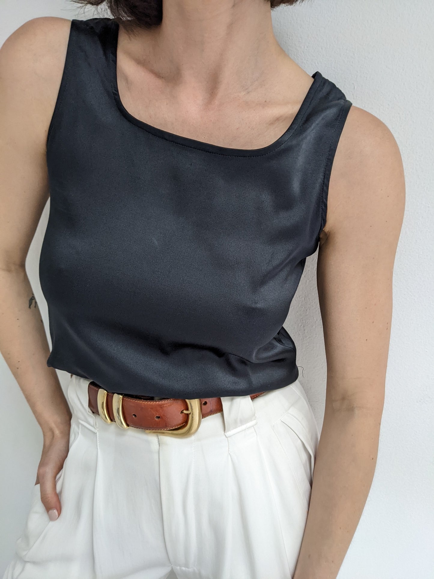 90s Licorice Silk Satin Tank