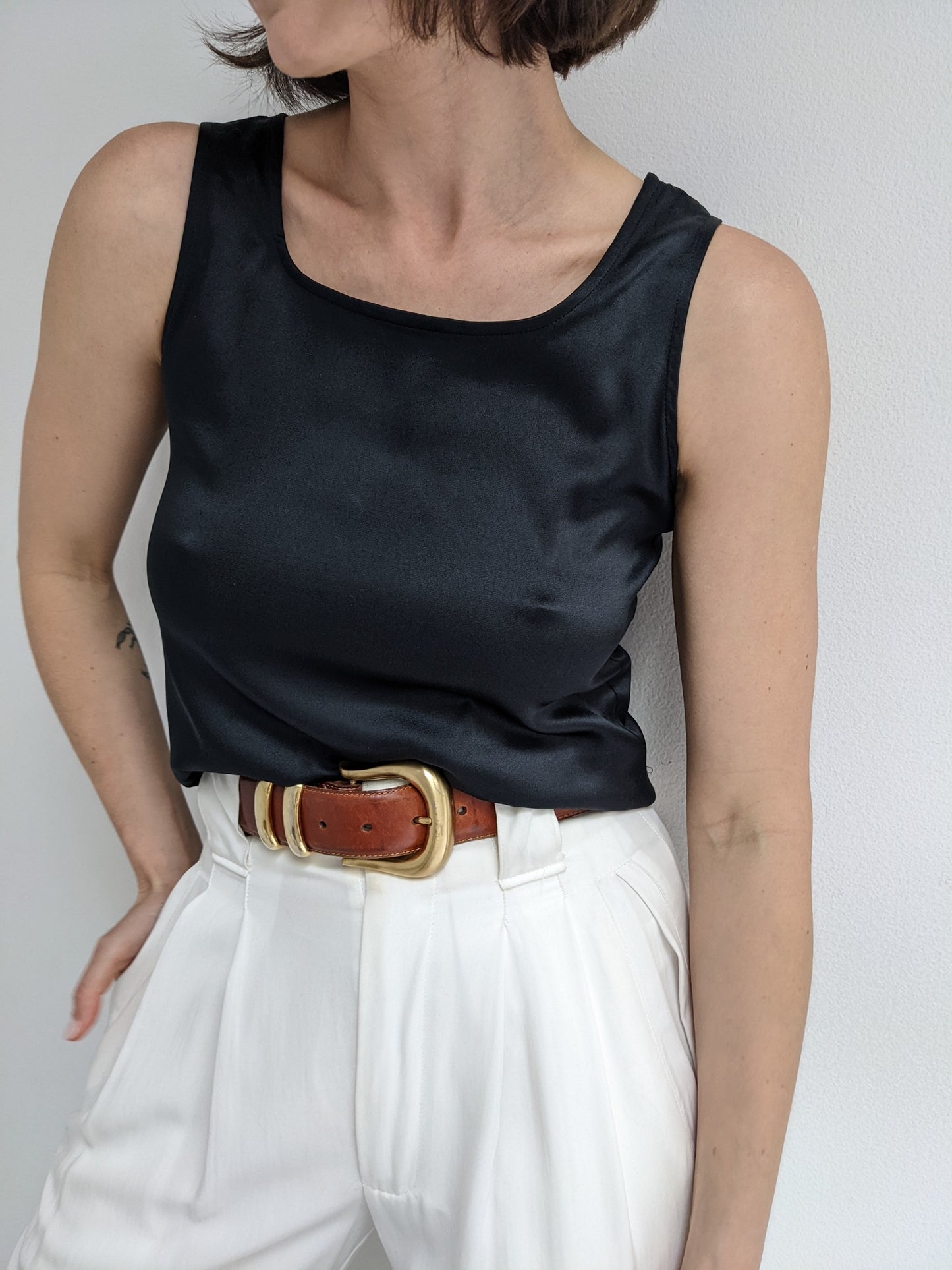 90s Licorice Silk Satin Tank