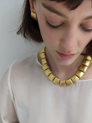 Vintage Matte Gold Necklace & Earring Set