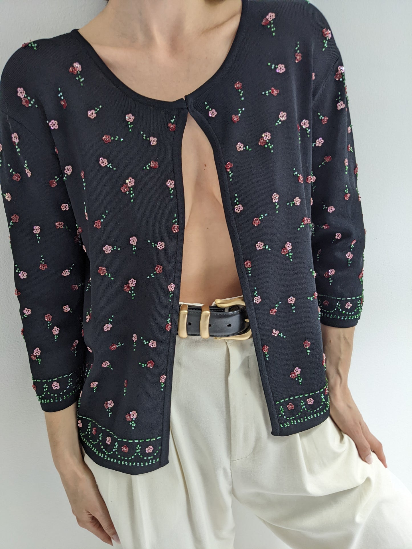 Vintage Floral Embellished Cardigan