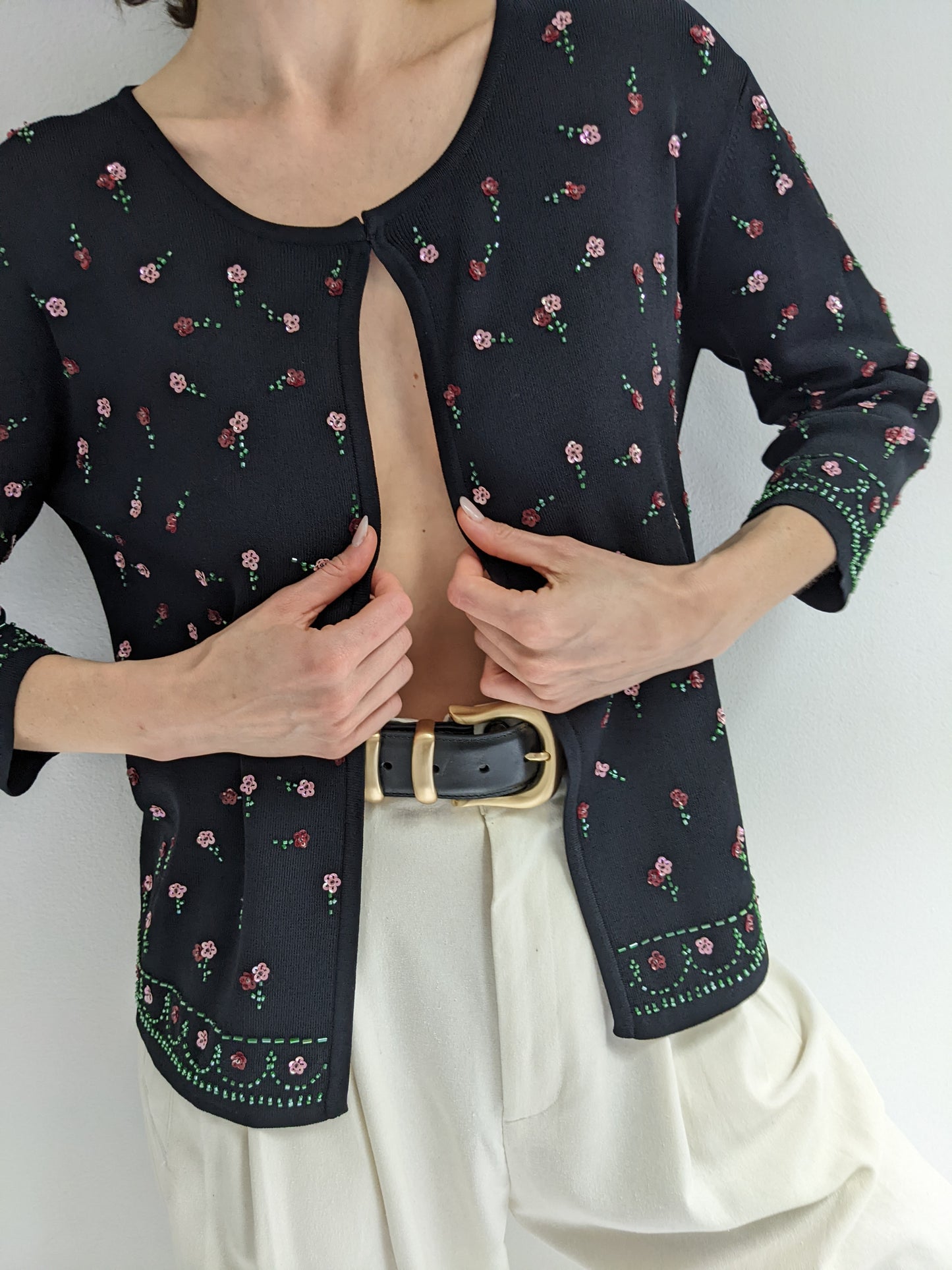 Vintage Floral Embellished Cardigan