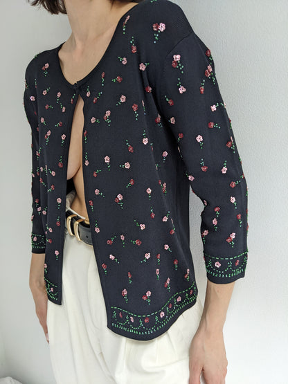 Vintage Floral Embellished Cardigan