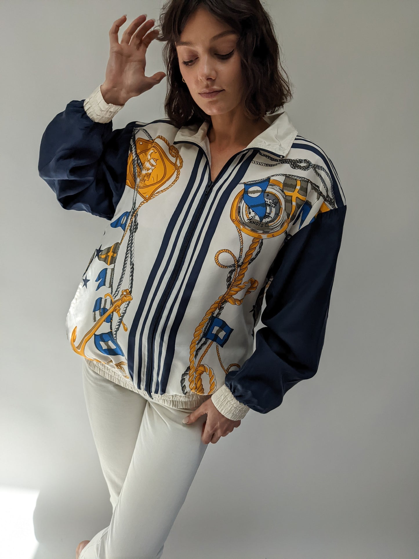 Amazing Vintage Nautical-Themed Silk Bomber