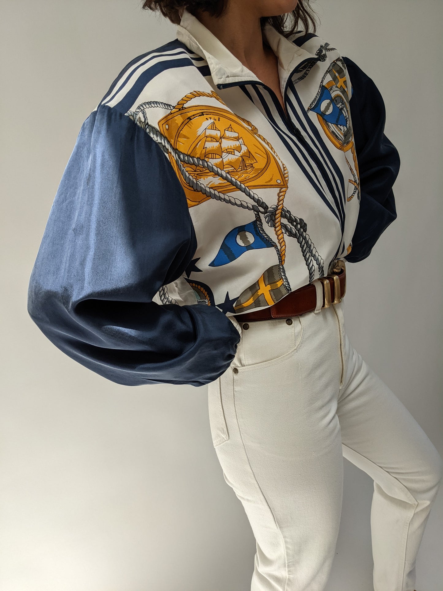 Amazing Vintage Nautical-Themed Silk Bomber