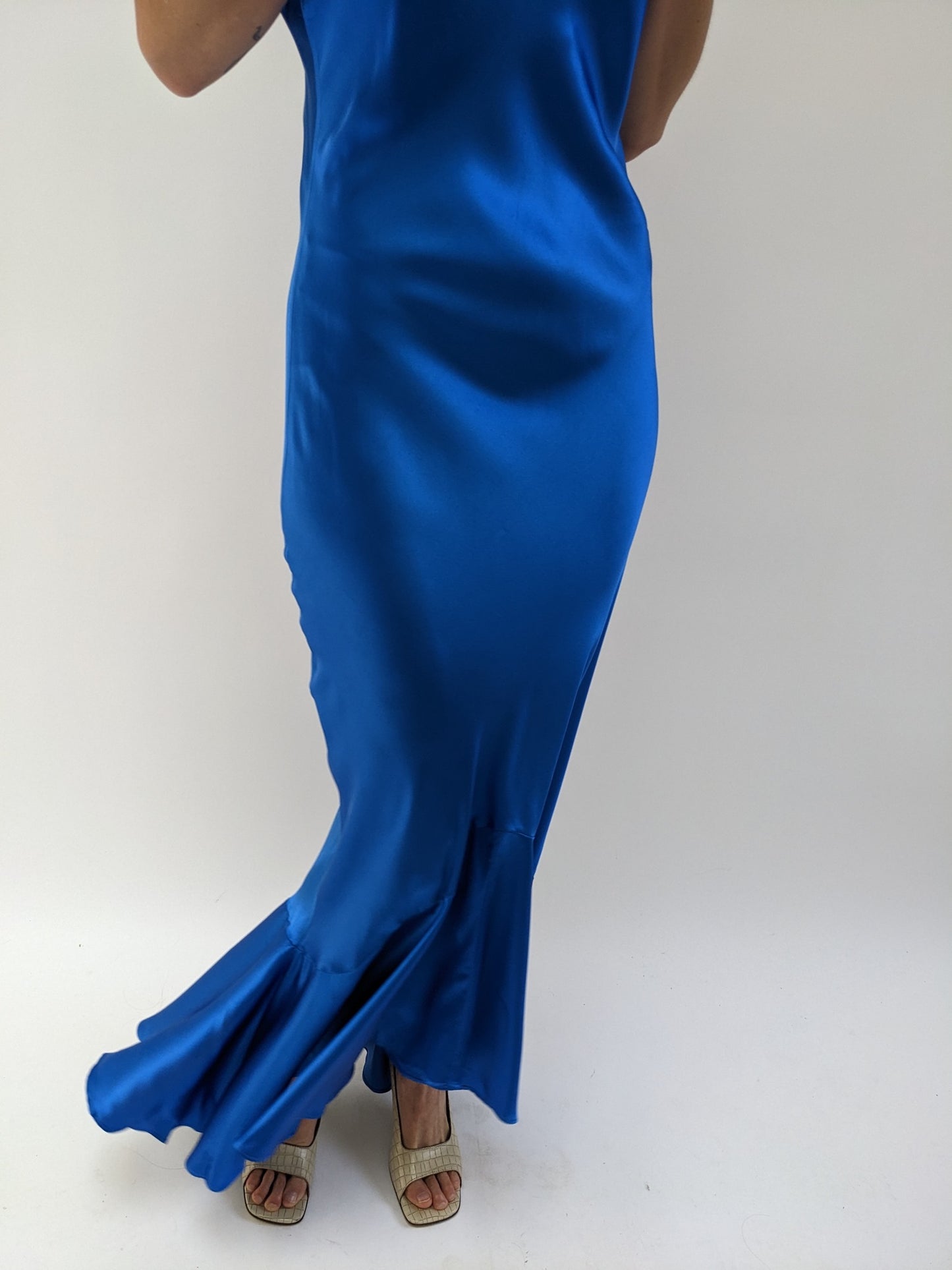 Incredible Vintage Sapphire Silk Charmeuse Dress