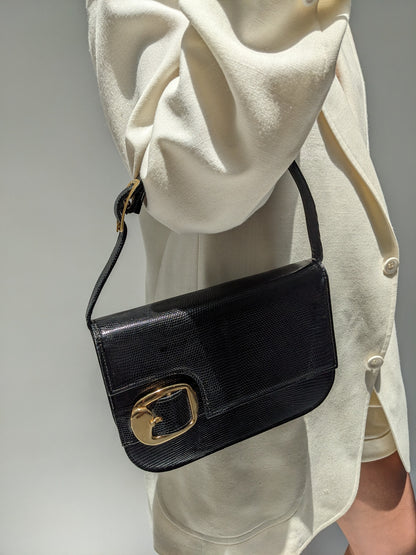 Vintage Saks Fifth Avenue Embossed Buckle Bag