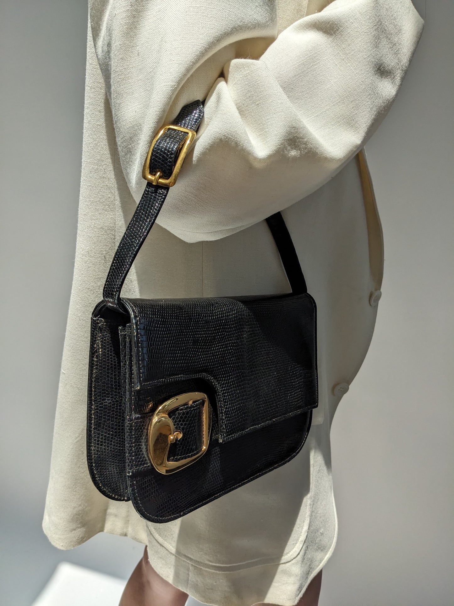 Vintage Saks Fifth Avenue Embossed Buckle Bag