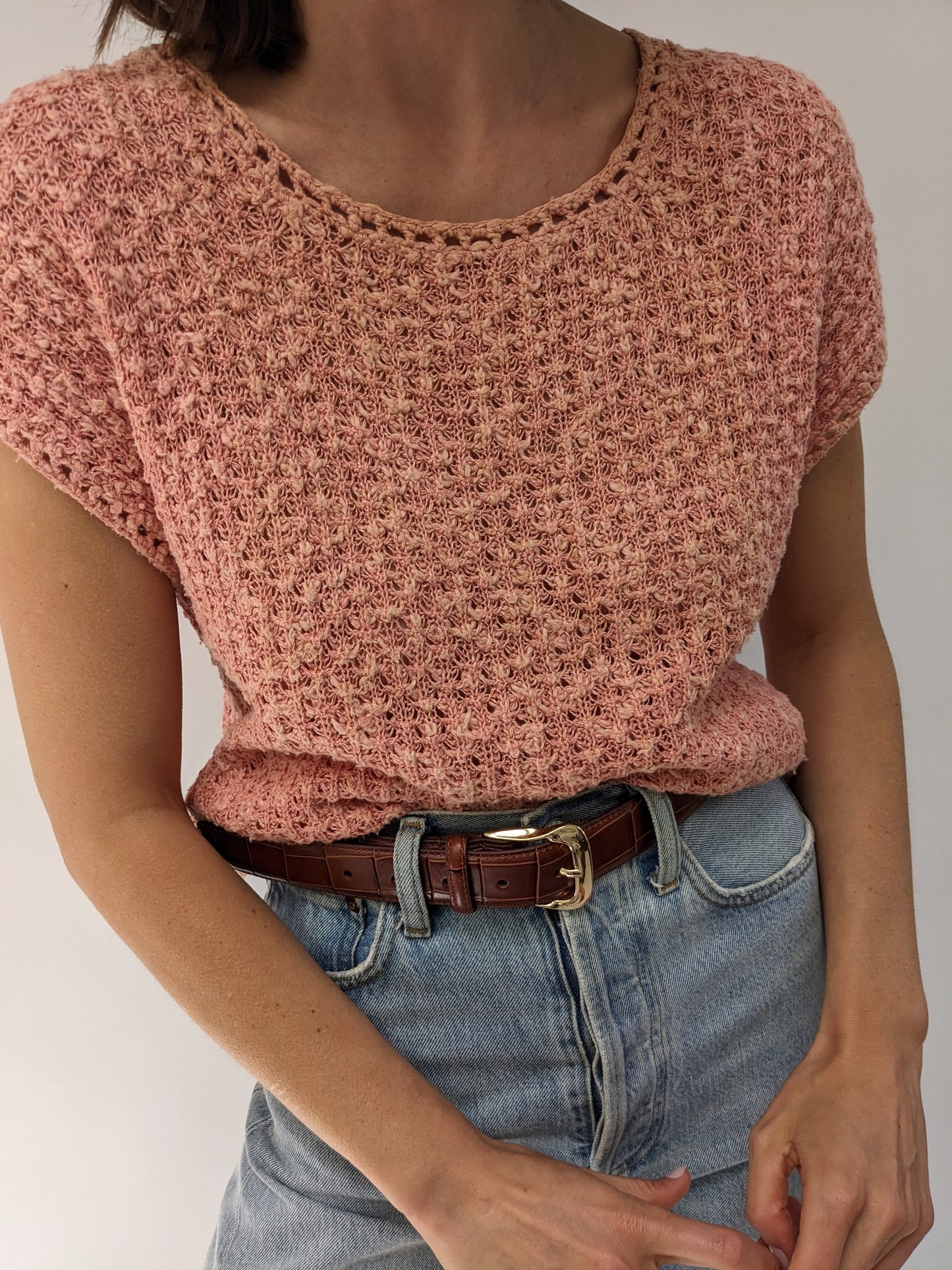 Vintage Dusty Pink Linen Knit Tee