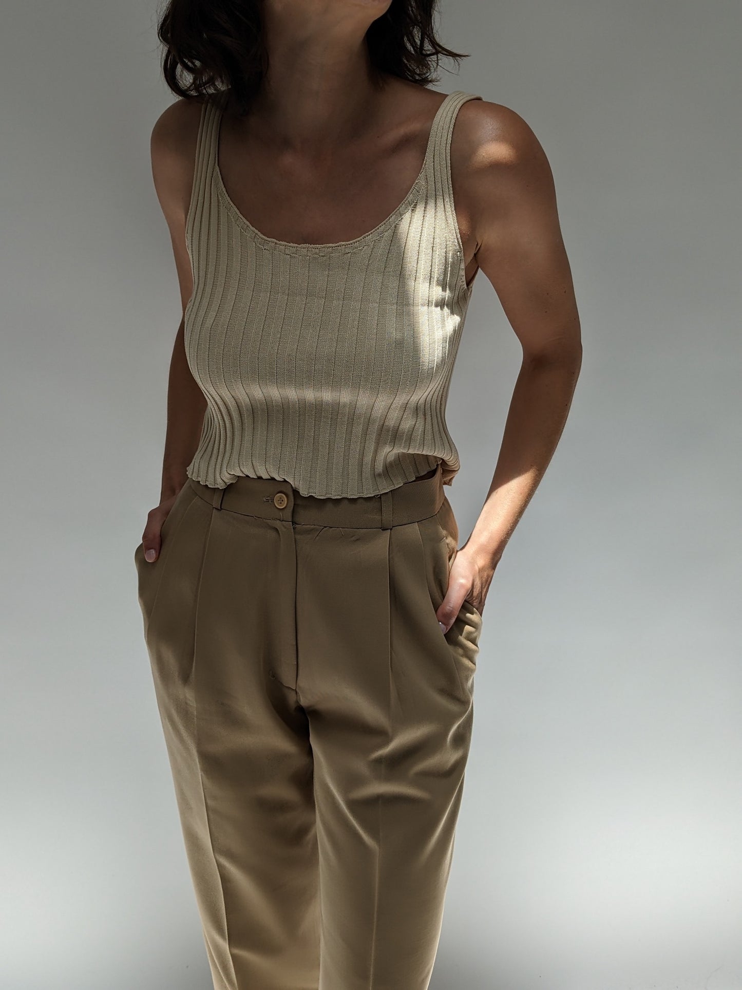 Vintage Camel Wool Twill Trousers