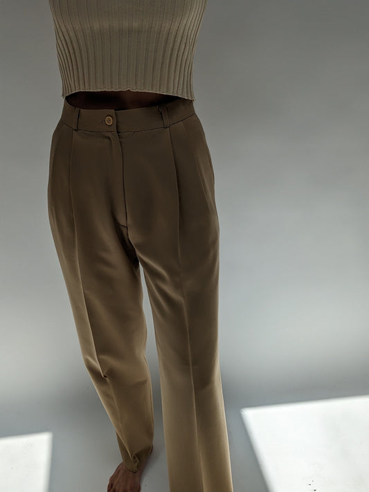 Vintage Camel Wool Twill Trousers