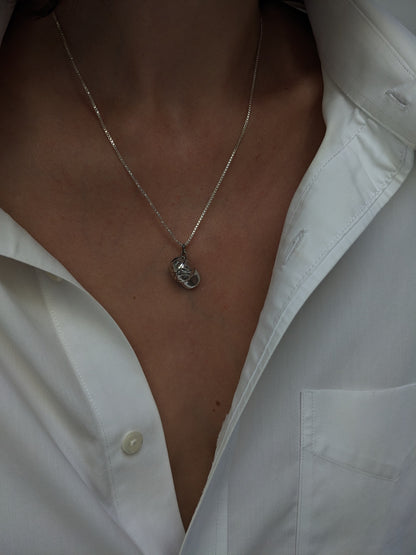 Vintage Sterling Silver Ball Cap Pendant Necklace