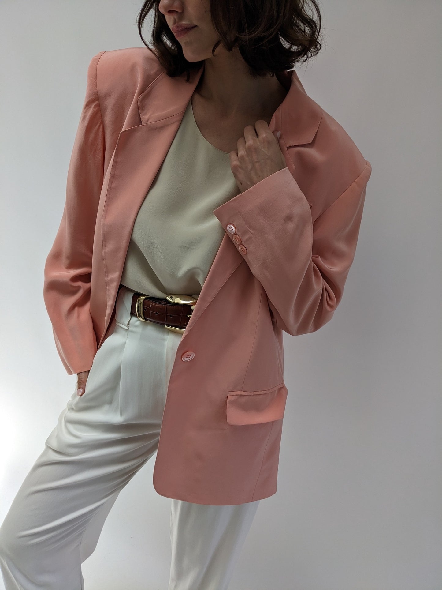 Vintage Salmon Silk Blazer