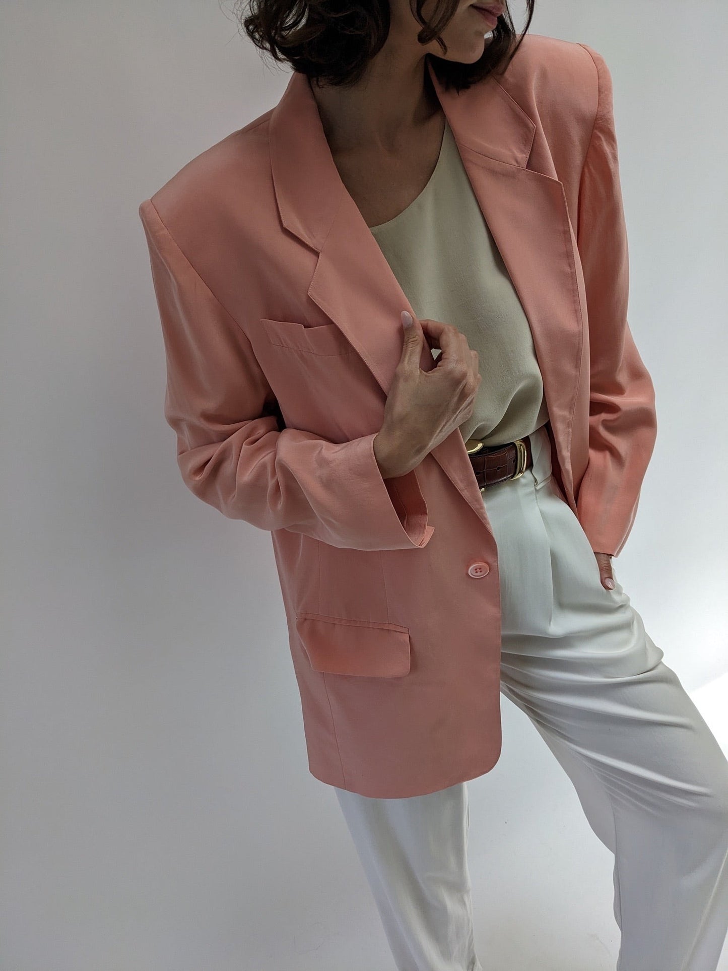 Vintage Salmon Silk Blazer