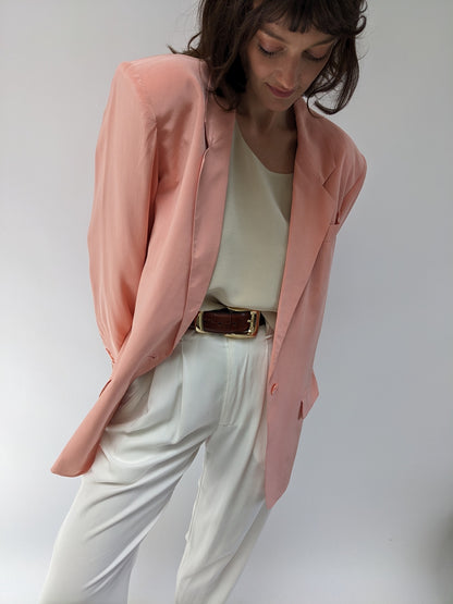 Vintage Salmon Silk Blazer