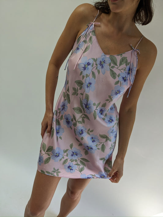 Vintage Floral Silk Slip Dress