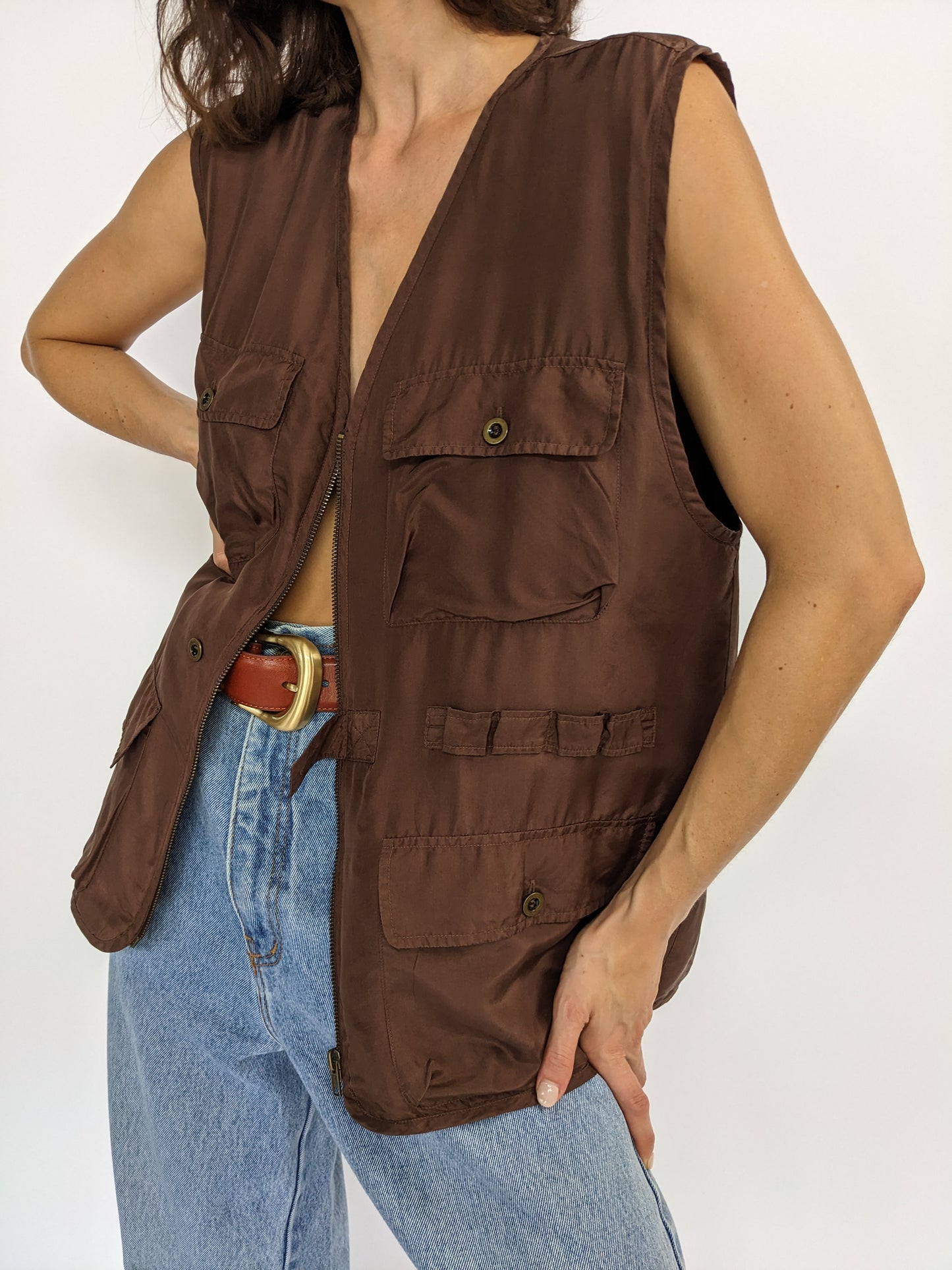 Vintage Vanilla Bean Silk Chore Vest