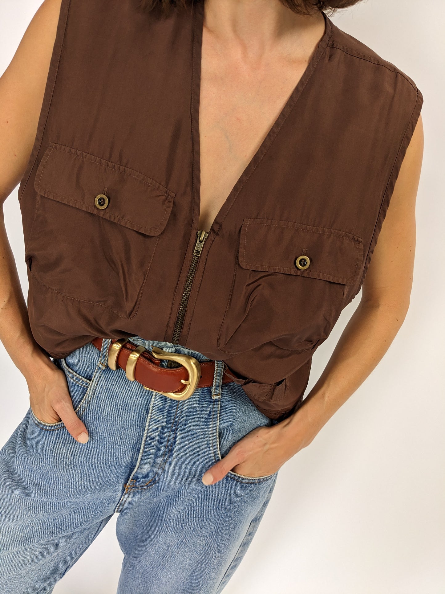 Vintage Vanilla Bean Silk Chore Vest