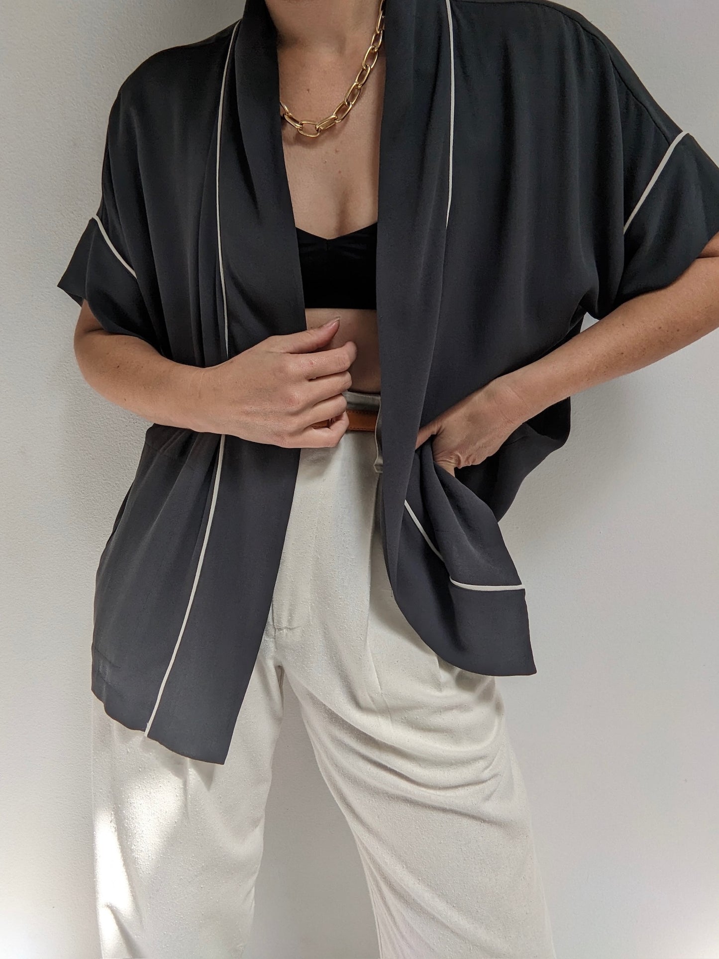 Eileen Fisher Silk Open Blouse