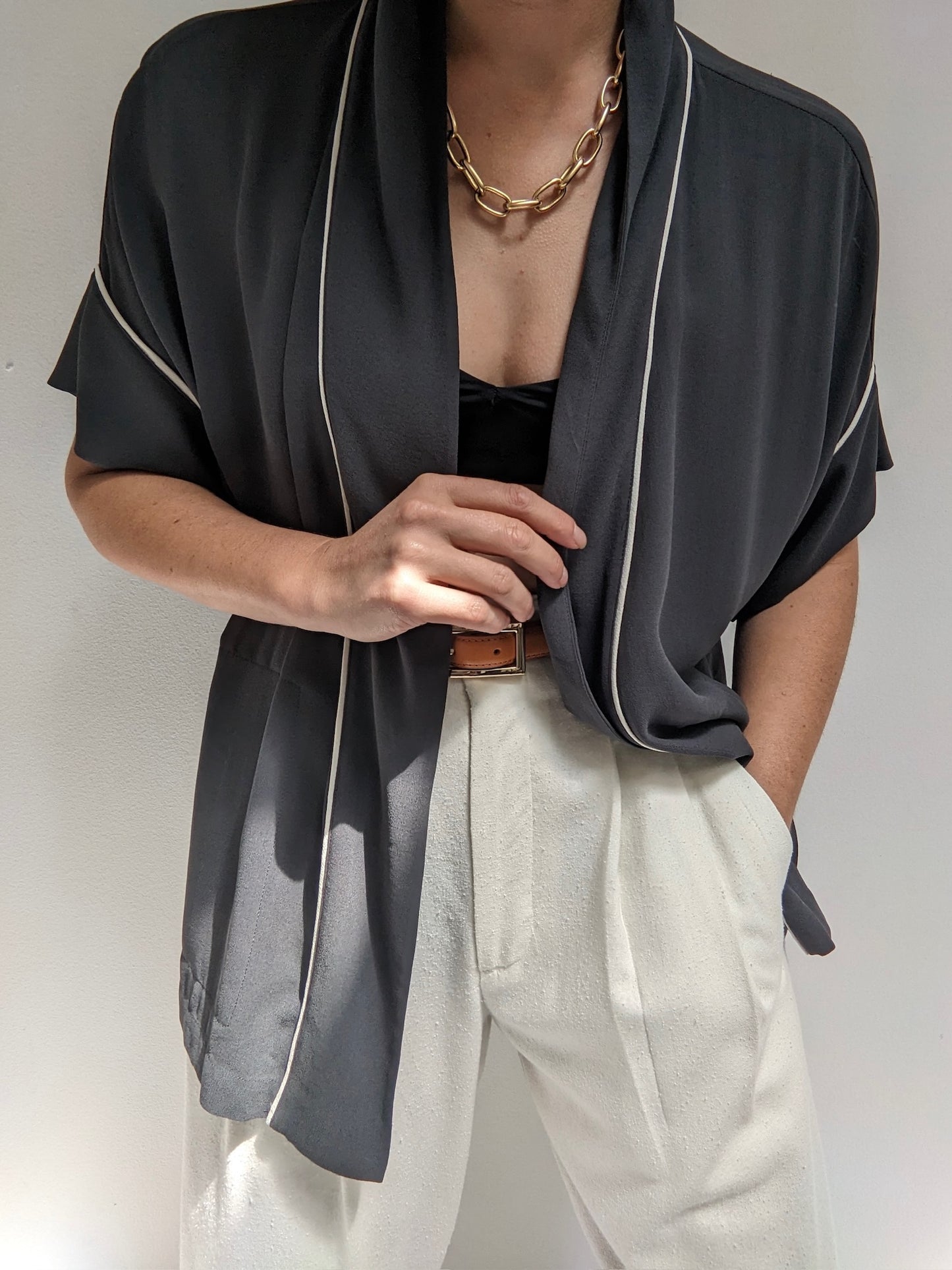 Eileen Fisher Silk Open Blouse