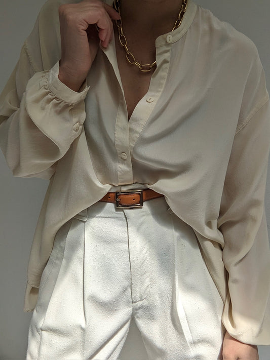 Vintage Cream Silk Blouse