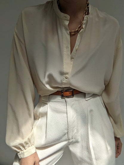 Vintage Cream Silk Blouse