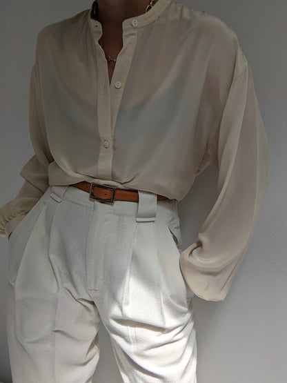 Vintage Cream Silk Blouse