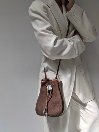 Vintage Pebbled Leather Bucket Bag