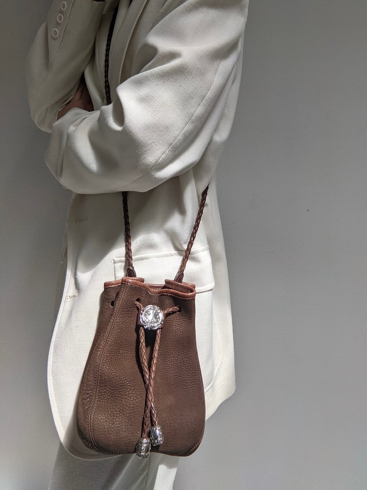 Vintage Pebbled Leather Bucket Bag