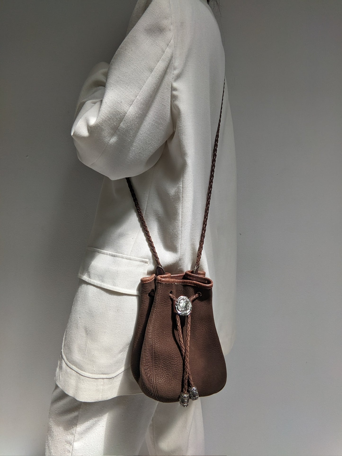 Vintage Pebbled Leather Bucket Bag