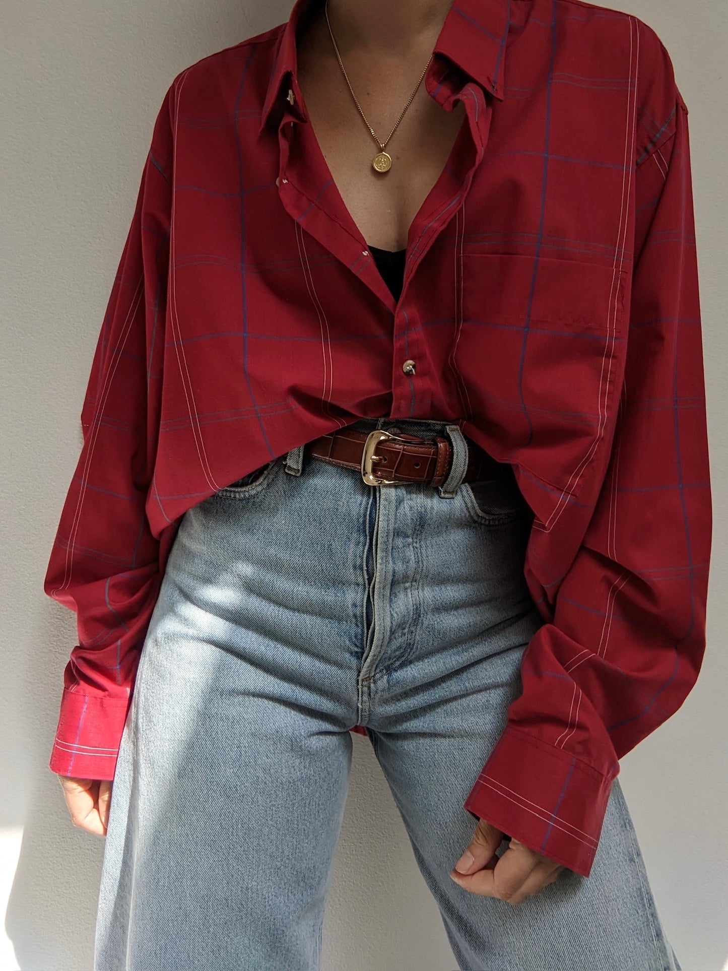 Ruby Grid Pattern Button Down