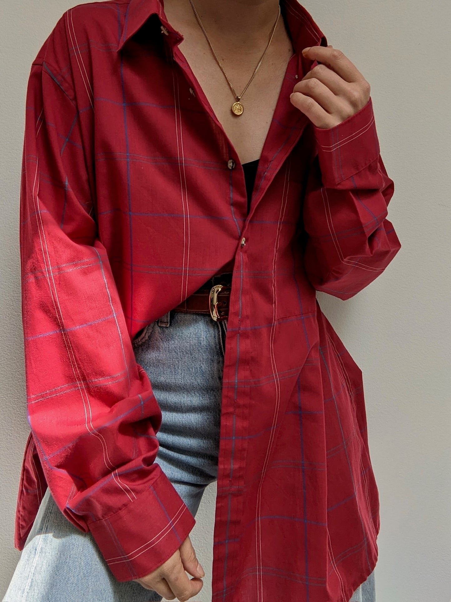 Ruby Grid Pattern Button Down