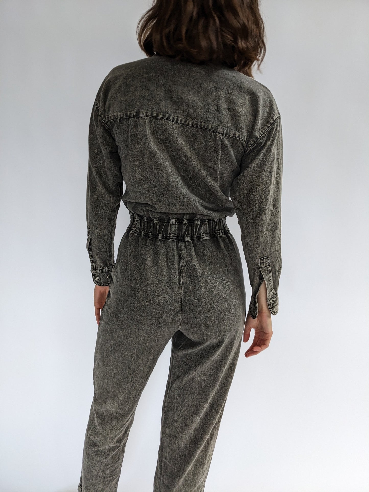 Vintage Faded Black Denim Jumpsuit