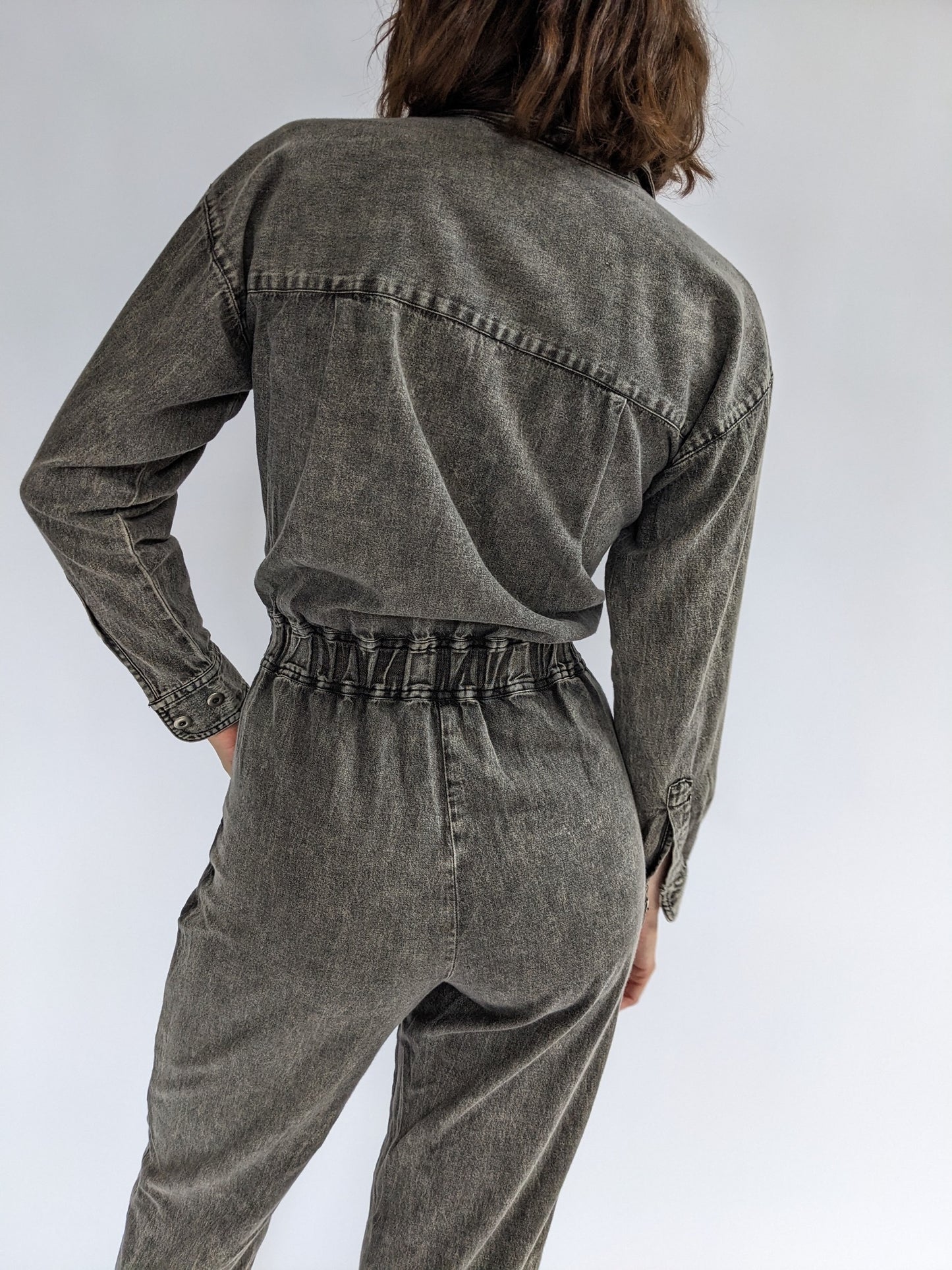 Vintage Faded Black Denim Jumpsuit