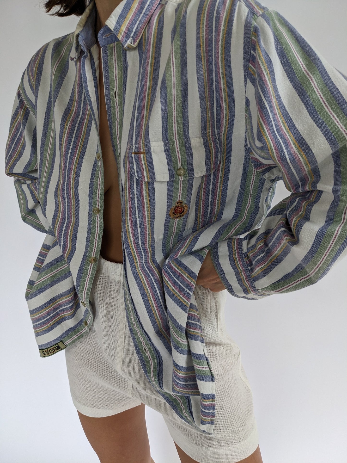 Vintage Woven & Striped Button Down