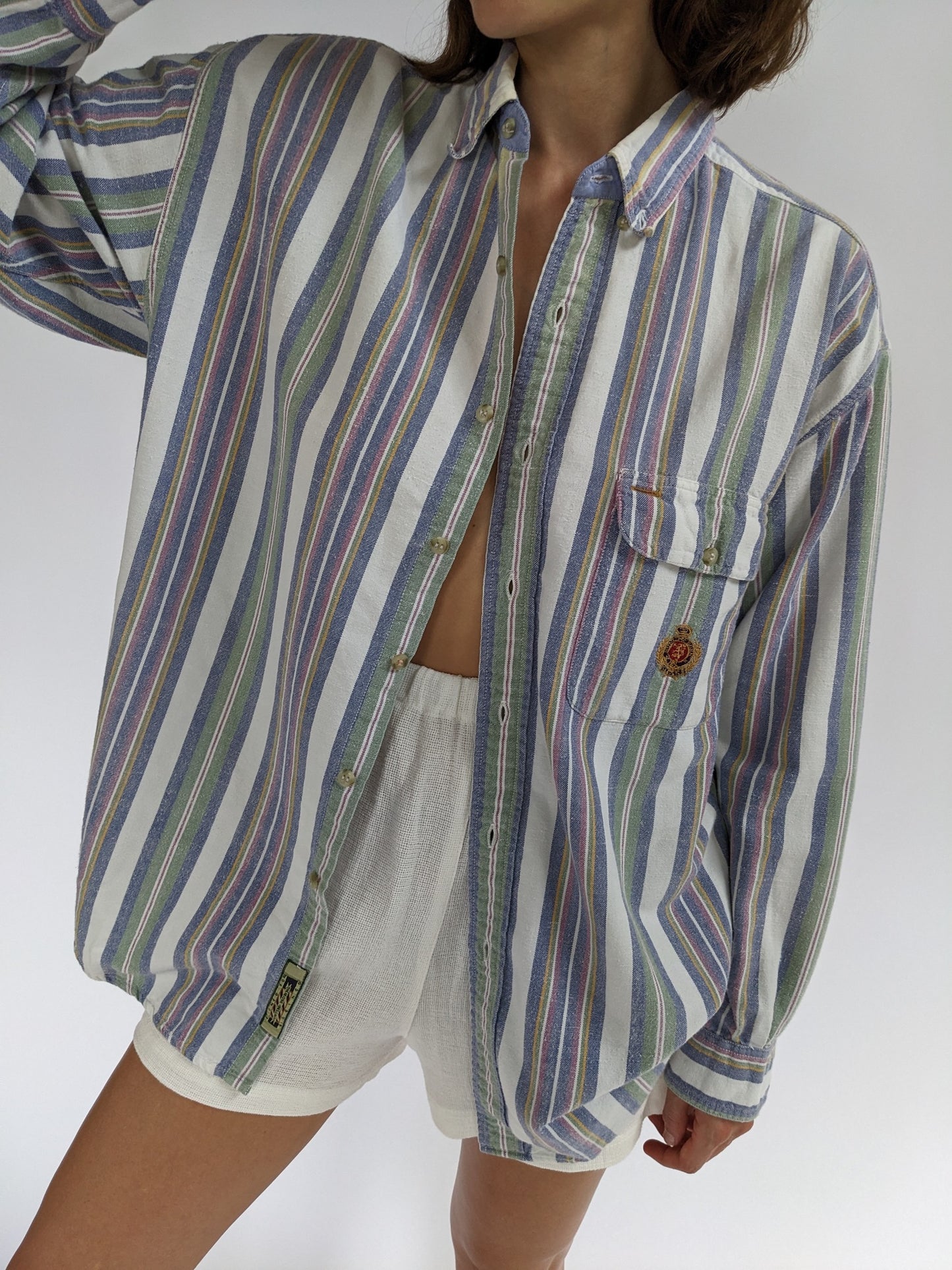 Vintage Woven & Striped Button Down