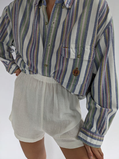 Vintage Woven & Striped Button Down