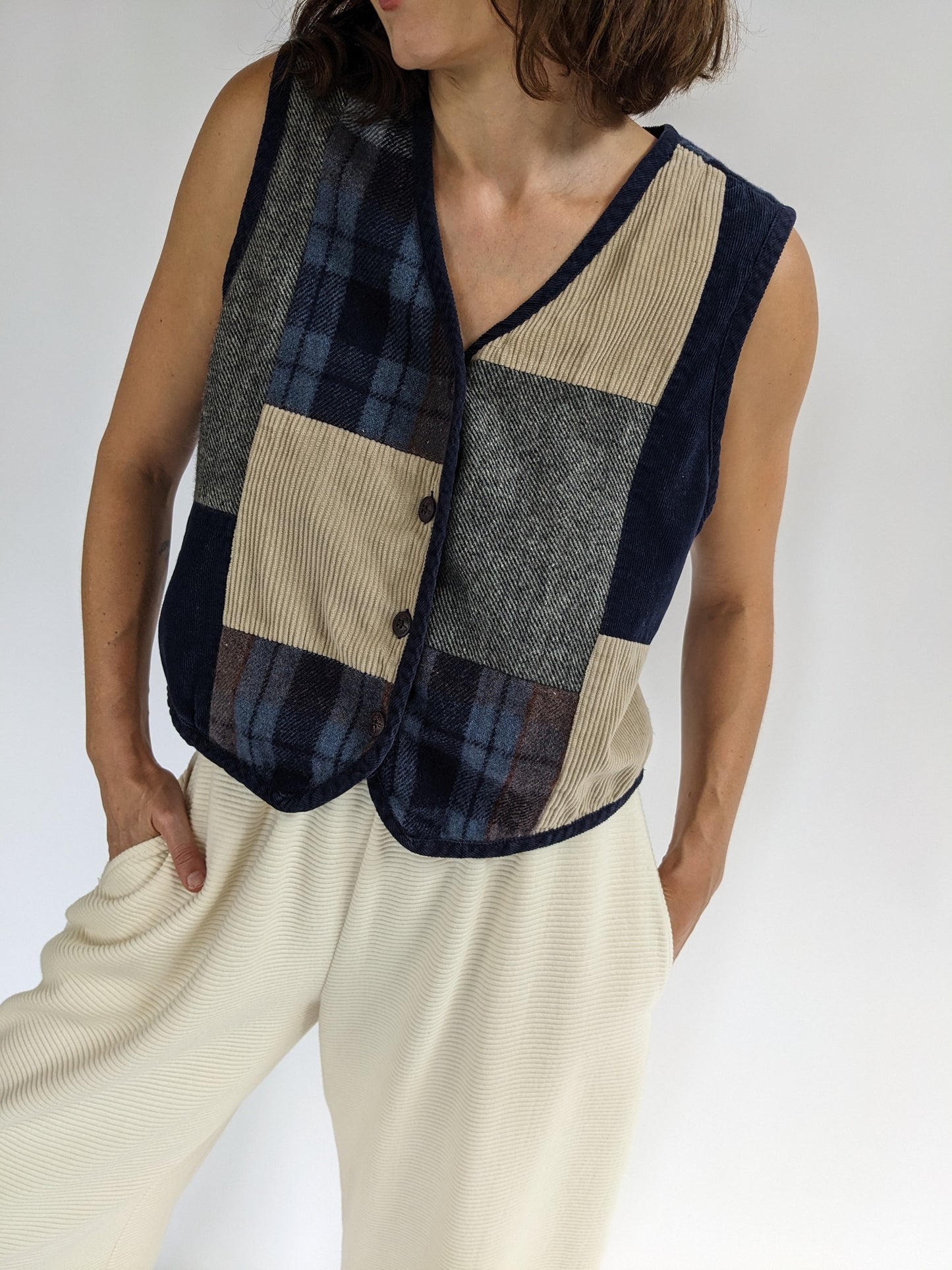 Favorite Vintage Patchwork Button Vest