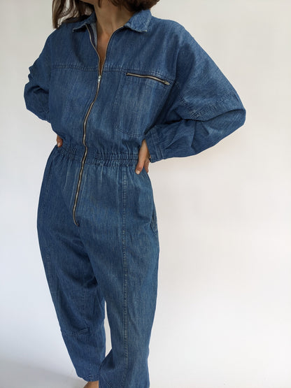 Vintage Calvin Klein Sport Denim Zip Coveralls