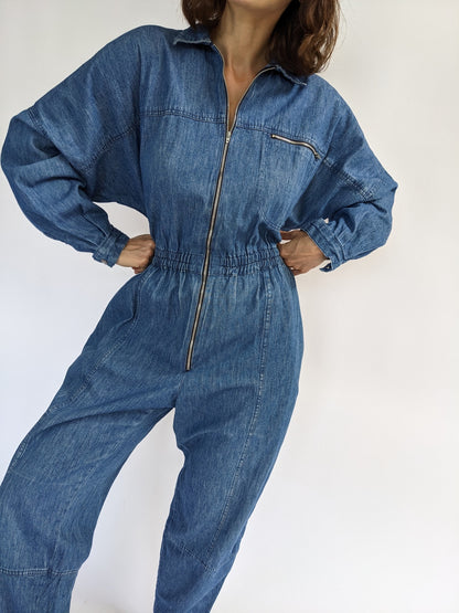 Vintage Calvin Klein Sport Denim Zip Coveralls