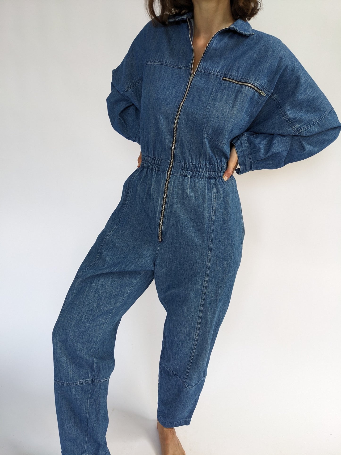 Vintage Calvin Klein Sport Denim Zip Coveralls